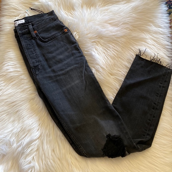 Re/Done Originals High Waist Ankle Crop Jeans Black 26 NWT - Picture 4 of 13